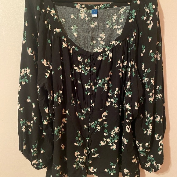 Old Navy Floral Print Square Neck Blouse | Size 4x | NWT - Picture 1 of 4